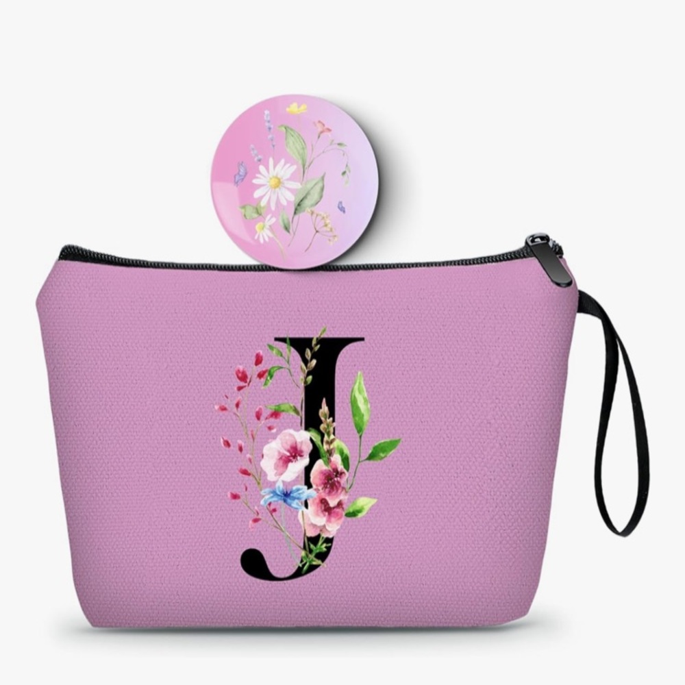 Canvas Initial “J” Bag with Mirror